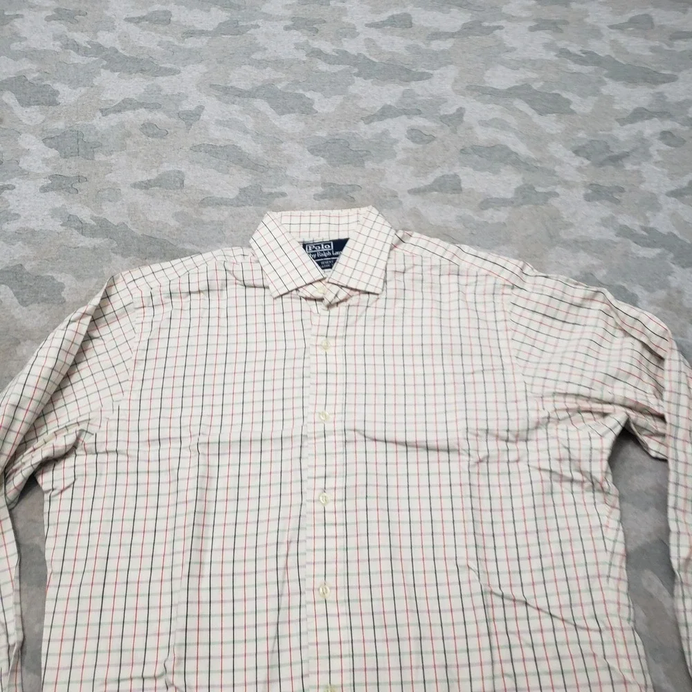 Polo Ralph Lauren Shirt Mens Large Beige Regent Classic Fit Long Sleeve Button